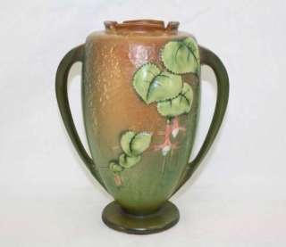 Roseville Pottery Fuchsia Brown Vase 897 8  
