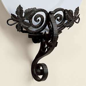 Leaf WALL MOUNT PLATE HOLDER Black Wrought Iron 11H  