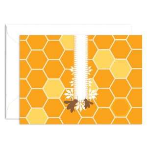  Line Honey Bees Note Card (1 Folded Note Card + 1 Envelope) in Honey 
