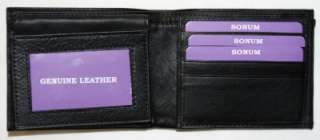 Mens Black Leather Wallet Bifold Trifold 16 CARDS #738  