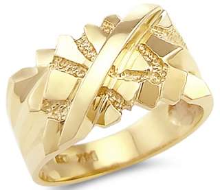Solid 14k Yellow Gold Big Heavy Mens Nugget Ring Band  