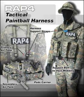 This harness is compatible with all paintball pod sizes, including 