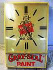 VINTAGE GRAY SEAL PAINTS LIGHTED CLOCK RARE