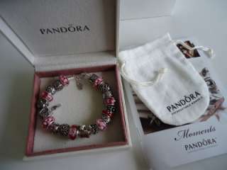   Sterling Silver Pandora Bracelet.Size 7.9 W/receipt Gift box. DOG