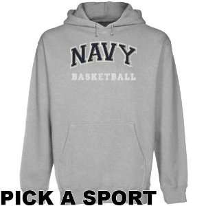 Navy Midshipmen Ash Custom Sport Arch Applique Midweight Pullover 