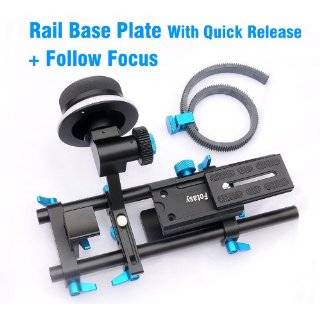 EzFoto 15mm Rod Rig System Follow focus FF + Rail Base Plate with 