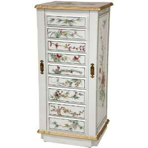  9 Drawer White Lacquer Jewelry Cabinet