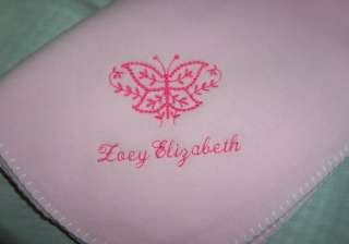 PERSONALIZED Butterfly Fleece Baby Blanket Pink NEW  
