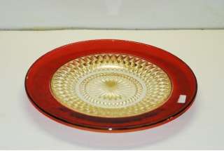Indiana Glass Diamond Point Ruby Flashed Dinner Plate  