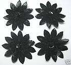 Sequin Beaded Lace Daisy Flower Appliques x50 Black Trim/Sewing
