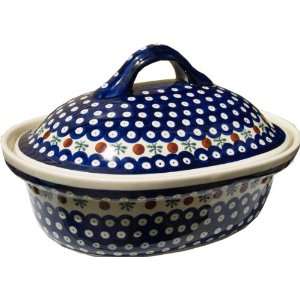    Polish Pottery Oval Casserole Dish with Lid