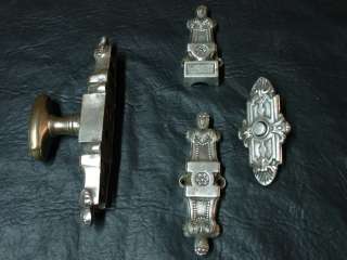 Antique brass silverplated Espagnolette & push bell  