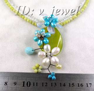 Lemon jade moon stone pearl agate flower necklace VJ  