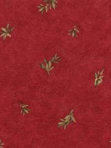 Wallpaper Tuscan Olive Branch Toss On Red Faux  