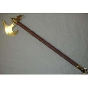  Medieval Battle Axe with Gold Trim 31 Overall Length 
