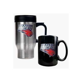 Charlotte Bobcats Stainless Steel Travel Mug & Black Ceramic Mug Set 