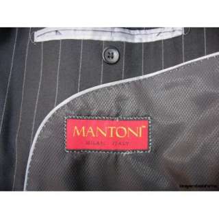 Mantoni $895 Men’s Black Super 140s Pinstripe Modern Business Suit 