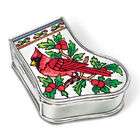 Amia Blair Cedar Christmas Petite Stocking Poinsettia Box with 