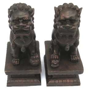   of Bronze Finished Iron Foo Dog Bookends 8 Inches Tall
