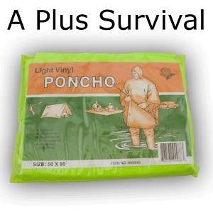 Green Emergency Poncho   Stay Dry Survival Kit Must  