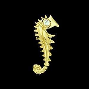  14K Yellow Gold .02 Ct Seahorse Pendant Jewelry
