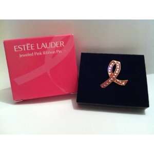  Estee Lauder Breast Cancer Jeweled Pink Ribbon Pin 