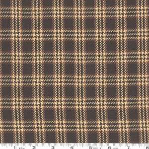  58 Wide Plaid Suiting Black/Khaki/Brown Fabric By The 