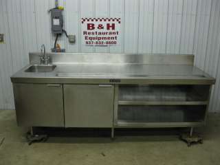 Delfield 96 Stainless Cabinet Waitress Table Sink 8  