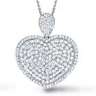   Love Sterling Silver Pave Diamond Dangle Heart Pendant Necklace