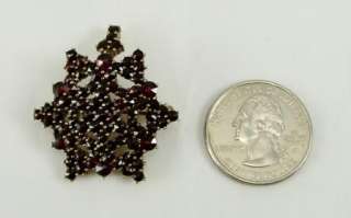 Bohemian Garnet Pin Pendant Coin Silver Gold Wash  