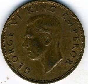 NEW ZEALAND KM13 ONE PENNY,1946 ALMOST UNCULATED LUSTER  