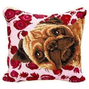  Valentino the Pug Needlepoint Pillow