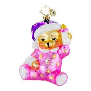  RADKO SWEET DREAMS PINK Teddy Bear Christmas Glass 