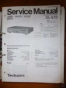 Service Manual Technics SL E10 CD Player,ORIGINAL  