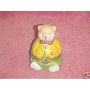  Teddy with Bow Tie Hinged Trinket Box 