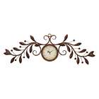 Benzara 50005 Round Wall Clock With Metal Leaf Wall Decor Sculpture
