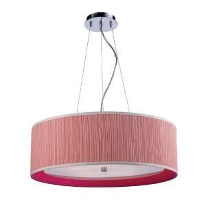 Le Triumph 5 Light Pendant in Polished Chrome   Pink shade and liner W 