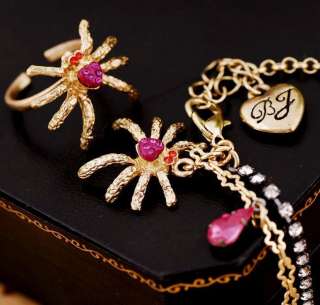 Cute Fashion Crystal Spider Anklet & Toe Ring Set 131  