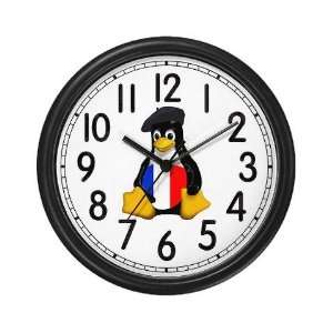  French Tux Linux Penguin Wall Clock by 