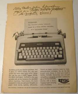 Royal Futura Portable Typewriter 1961 Magazine Ad  
