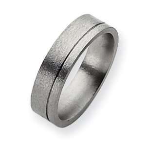 Titanium Grooved 6mm Satin Comfort Fit Wedding Band (Size 