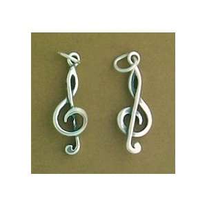  Sterling Silver Charm, Treble Clef, 7/8 inch Jewelry
