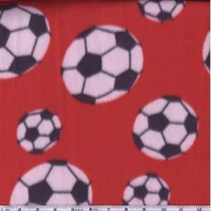   Nordic Fleece Fabric Soccer Red By The Yard Arts, Crafts & Sewing