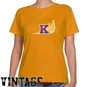  NCAA Knox College Prairie Fire Ladies Gold Distressed Logo 