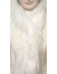 Luxurious White Rabbit Fur Stole Shawl Neck Warmer for Women and Teens