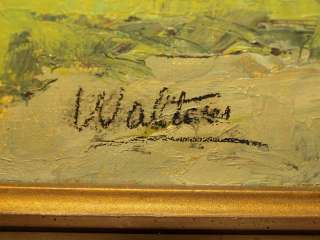 Antique EMILE WALTERS Impressionist House River Lake Landscape Oil 