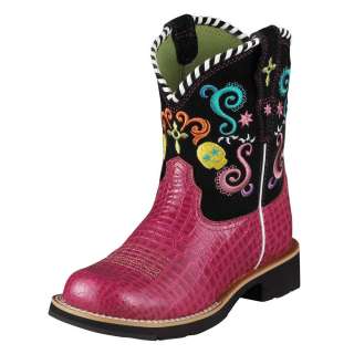 Ariat Western Boots Girls Showbaby Fiesta Kids Pink Gator 10007627 