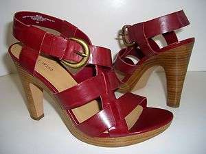 NINE WEST VELASO NEW Red Womens Wedges Sandals Heels Shoes US Size 9 