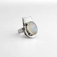 Kardashian Kollection Silver Ring With Iridescent Stone 