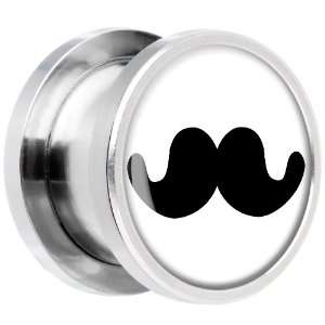    20mm Steel Mustache Graphic Screw Fit Plug Body Candy Jewelry